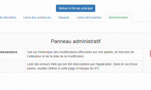 Panneau admin